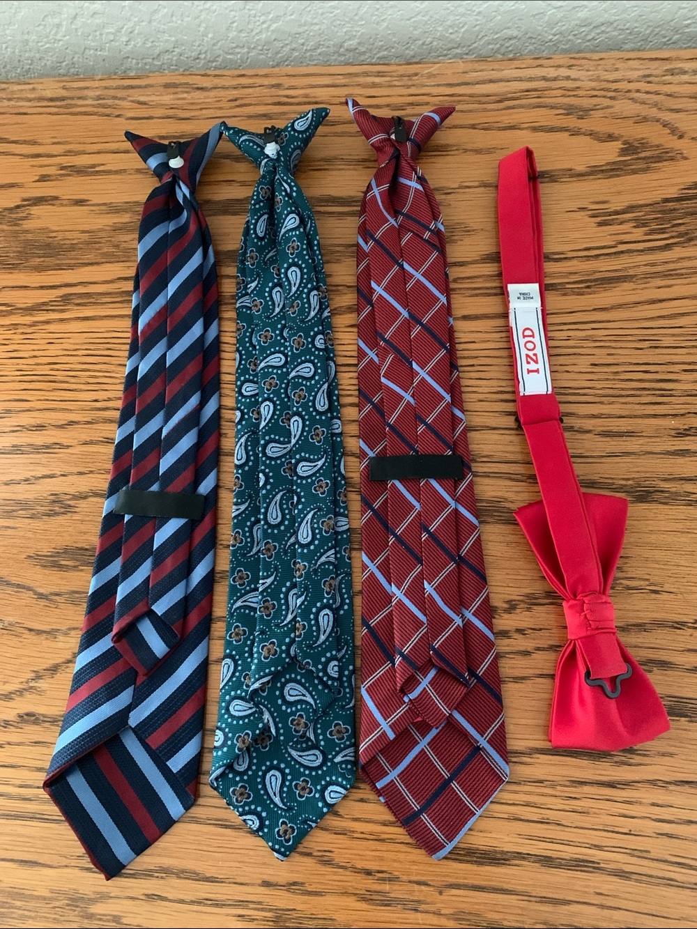 Set of 3 boys Clip-on Ties & Bow Tie